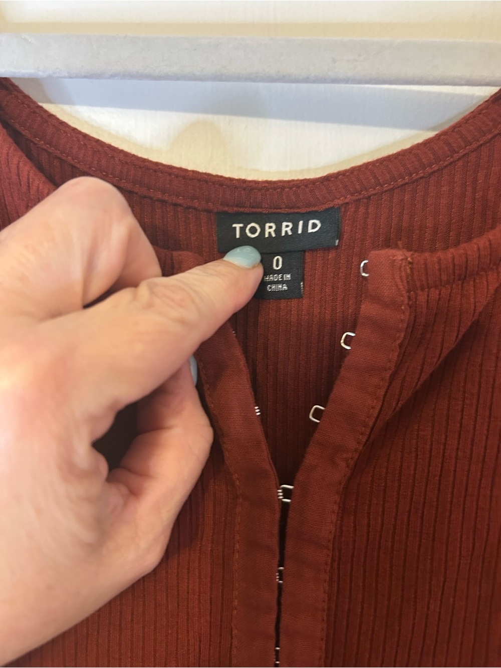 torrid Rust-Red Ribbed Henley Tank - Picture 2 of 6